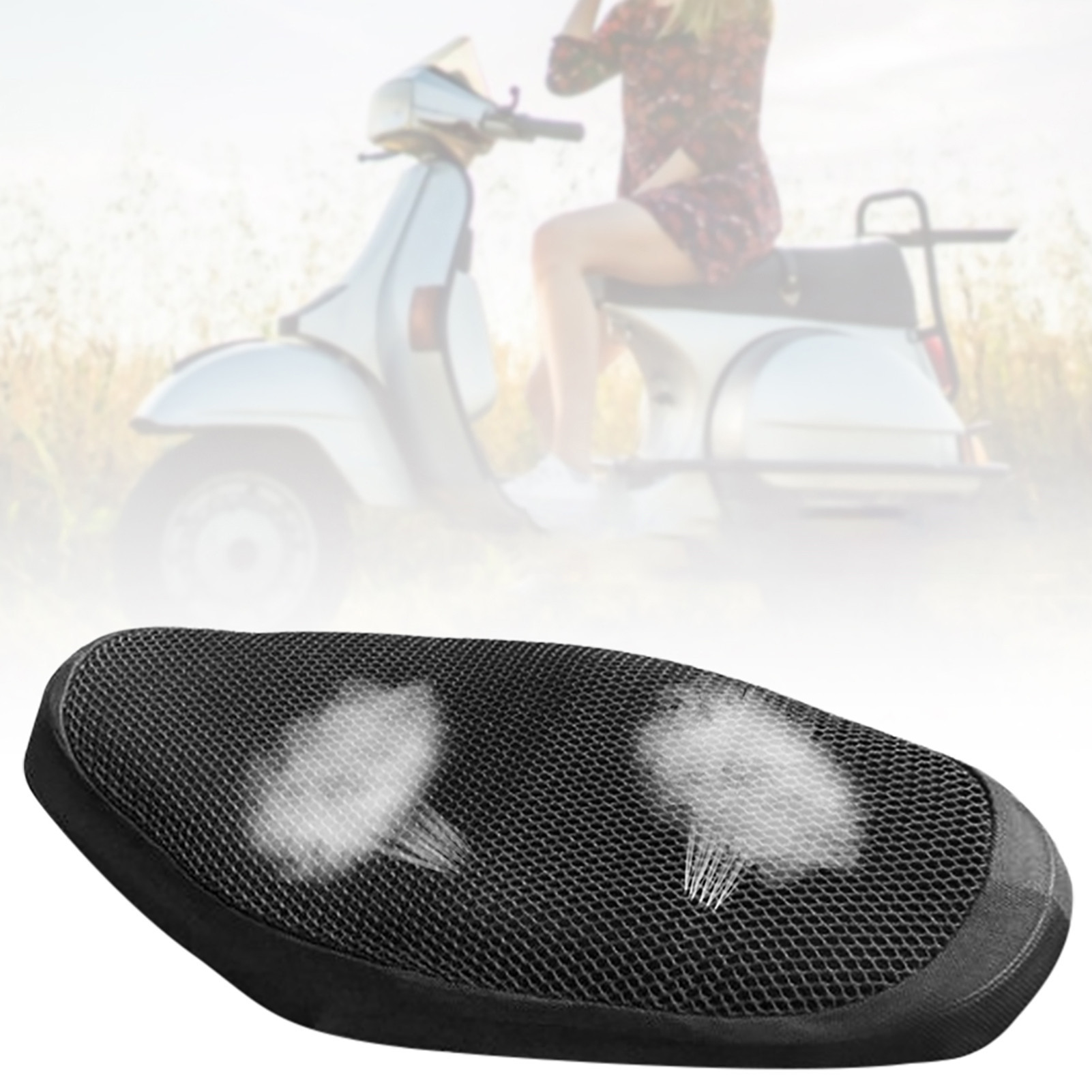 Scooter Seat Cover Motorcycle Scooter Moped Seat Cover Saddle Seat Protector Cover Breathable Net Cushion Black Protection Seat